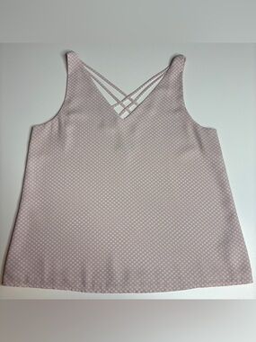 Express Polka Dot Tank Small Pink Strappy Back Flowy Boho Feminine Top